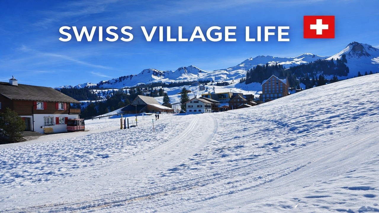 Winter Village Life in Switzerland – Walking in Stoos