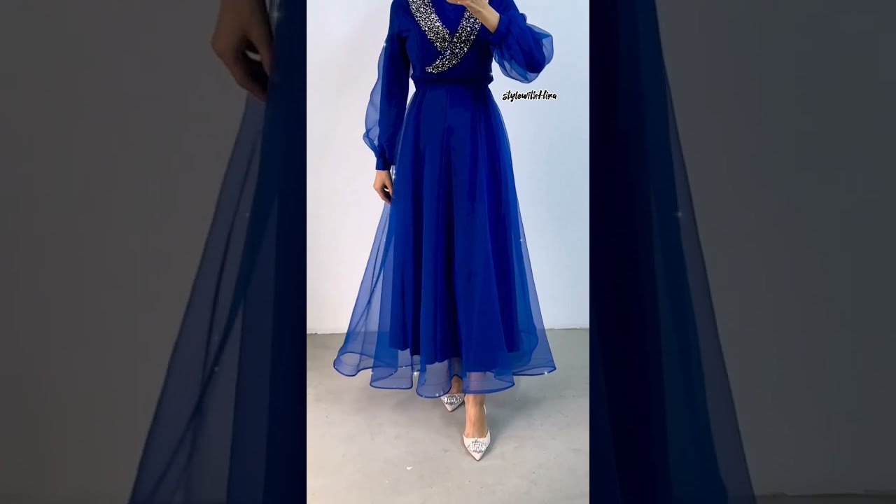 blue chiffon long maxi 👗🌼 #shorts