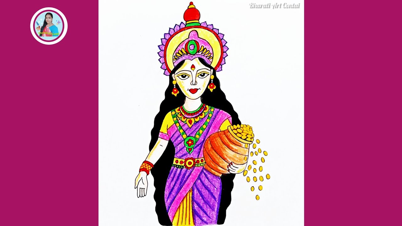 Goddess laxmi ji drawing / Dhanteras diwali drawing / Laxmi devi drawing / chitra 
