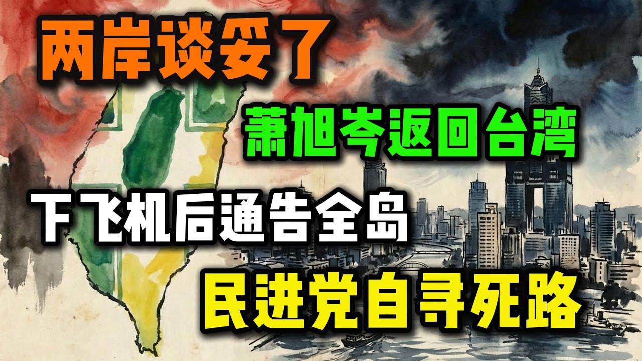 两岸谈妥了，萧旭岑返回台湾，下飞机后通告全岛，民进党没有退路了