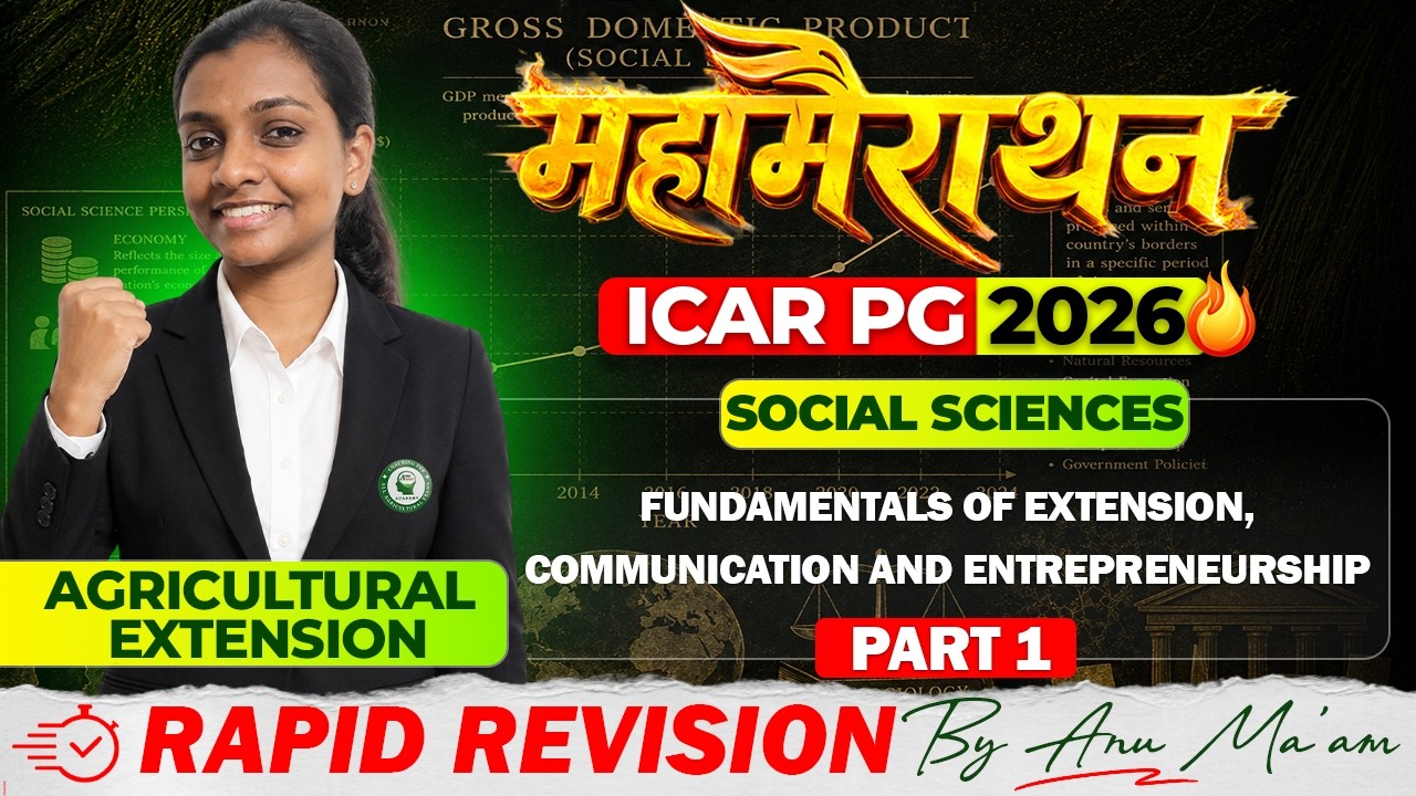 ICAR PG 2026  Social Sciences Marathon 🚀 | Fundamentals of Extension Rapid Revision By Anu Ma'am