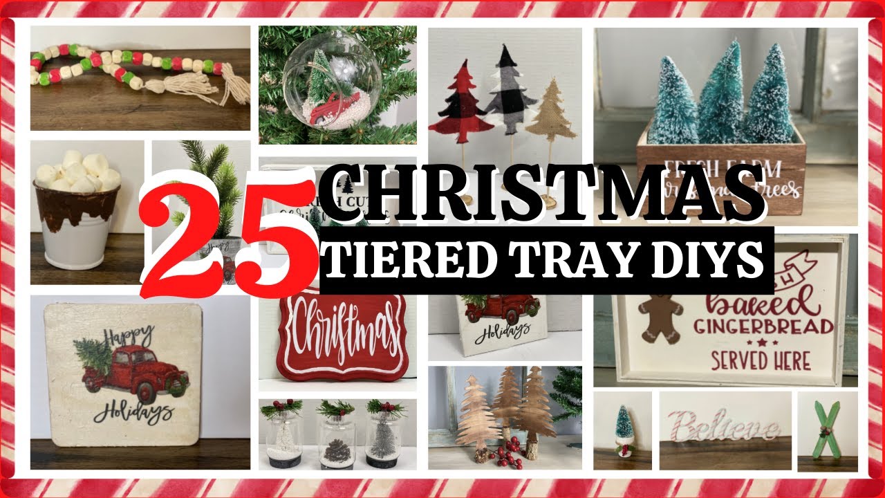 25 Christmas Tiered Tray Decor DIYS |  Dollar Store Christmas DIYs 🎄