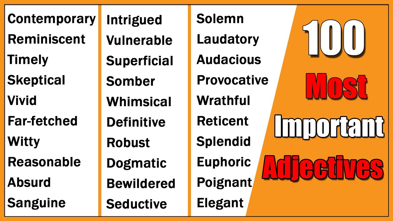 100 Most Important Adjectives in English With Synonyms