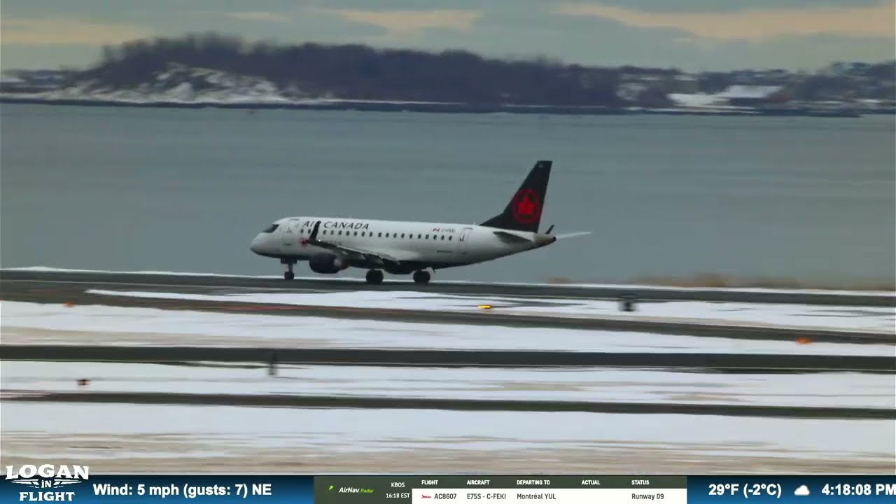 Air Canada Takes Off from Runway 9 at Logan Airport