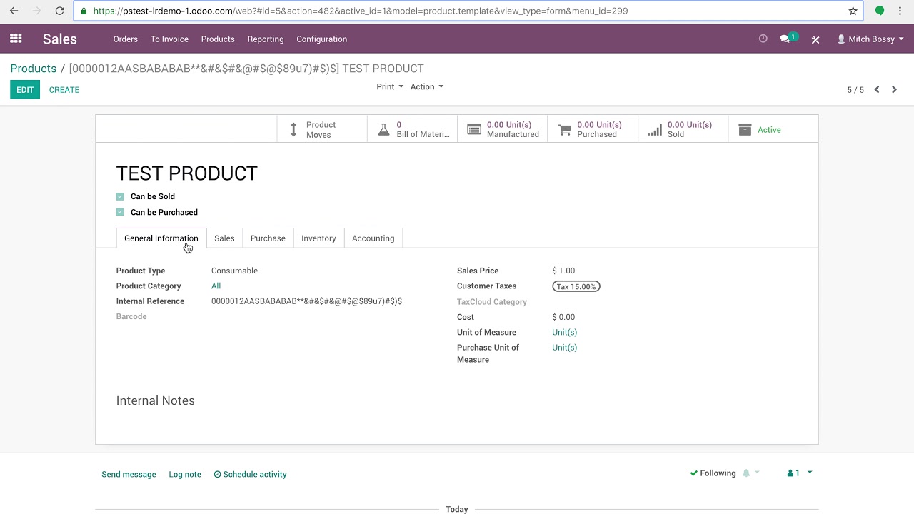 Odoo V12   Internal Reference Field