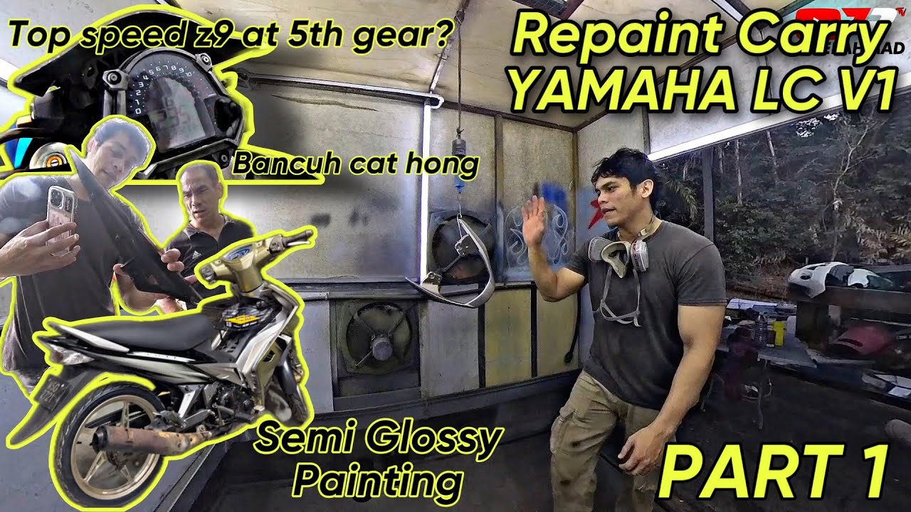 PLBT Repaint Rear Spoiler Yamaha LC V1, Bancuh Colour Superstar, Z900 5th Gear Top Speed -PART 1