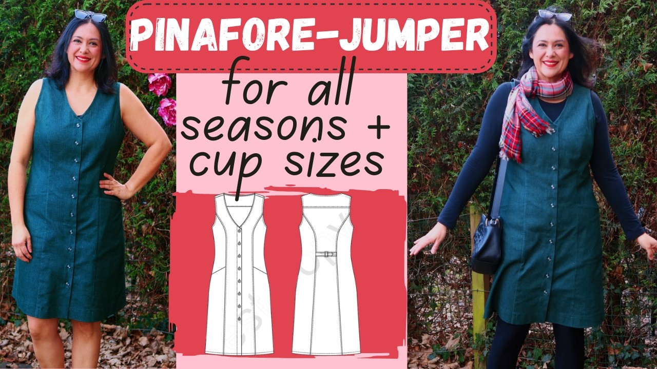 Dreamy green denim & the PERFECT FIT. Cup sizes. Elmstead Pinafore / Jumper (Itch to Stitch)