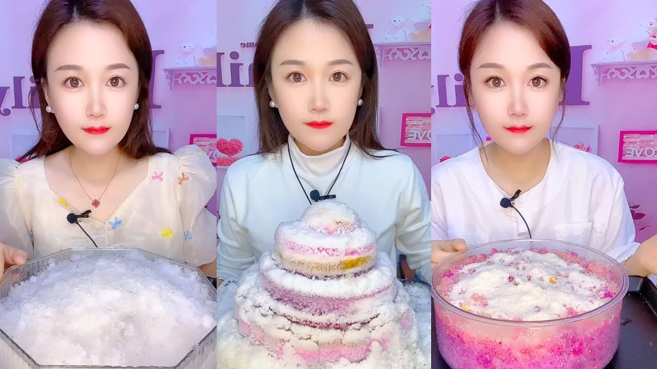 Rainbow Ice Eating Sounds | Colorful Crushed Ice ASMR Mukbang #177