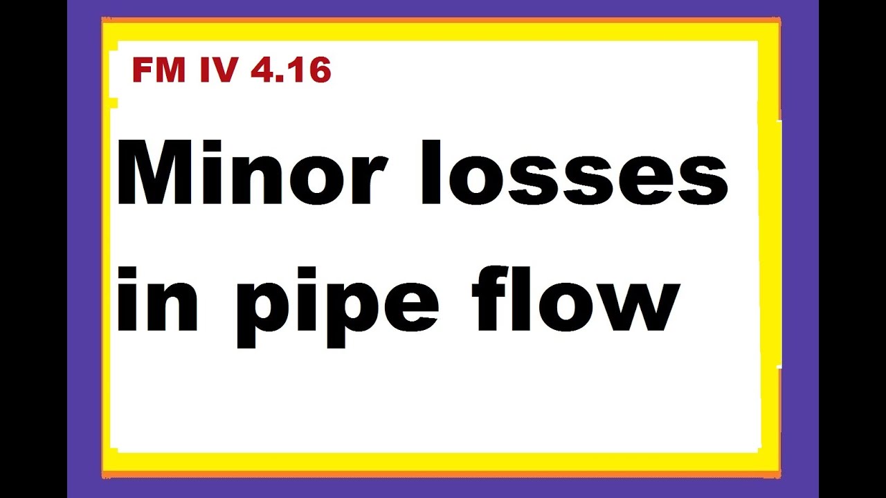 FM IV 4.16 Minor losses in pipe flow