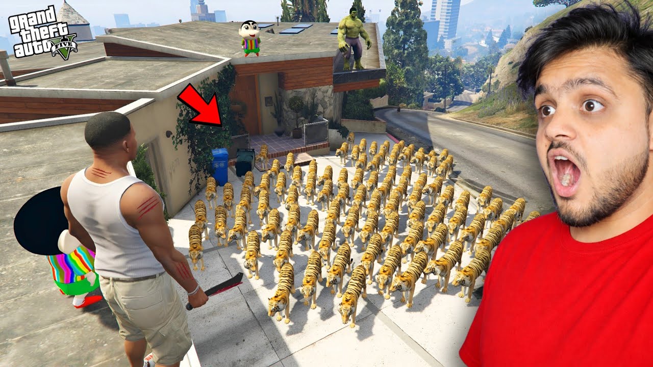 Franklin Tried to Catch a Hungry Tiger with Shinchan & Hulk 😱 | GTA 5