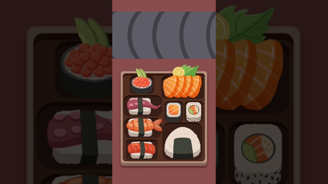 Bento Box - Sorting Game #gaming #puzzle #sortingpuzzle #satisfying #bento #lunch #food #sushi