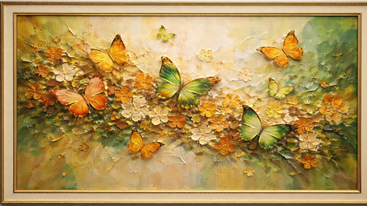 Golden Butterfly Bloom / 1 Hour TV Frame Art Display