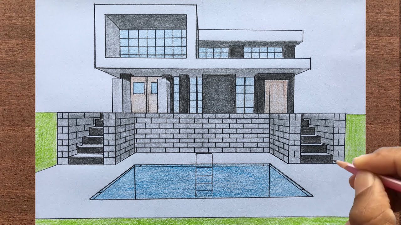 How to Draw a House in 1-Point Perspective Step by Step