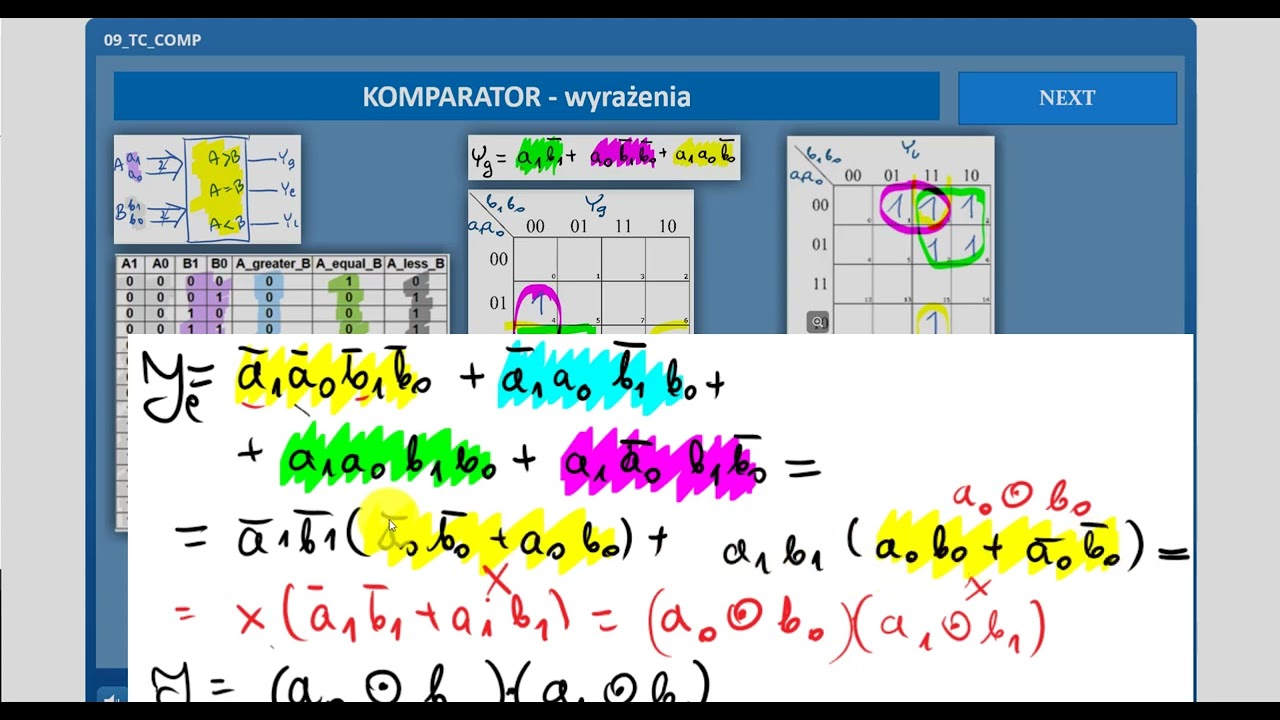 Komparator 2-bitowy - opis za pomocą wyrażeń w Verilog