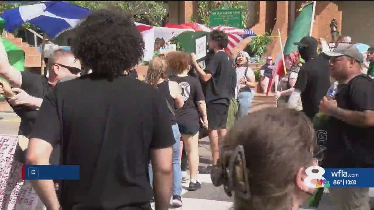 Violent Protests Over I.C.E. Raids Divide Downtown Tampa | WFLA Tampa Bay News Channel 8