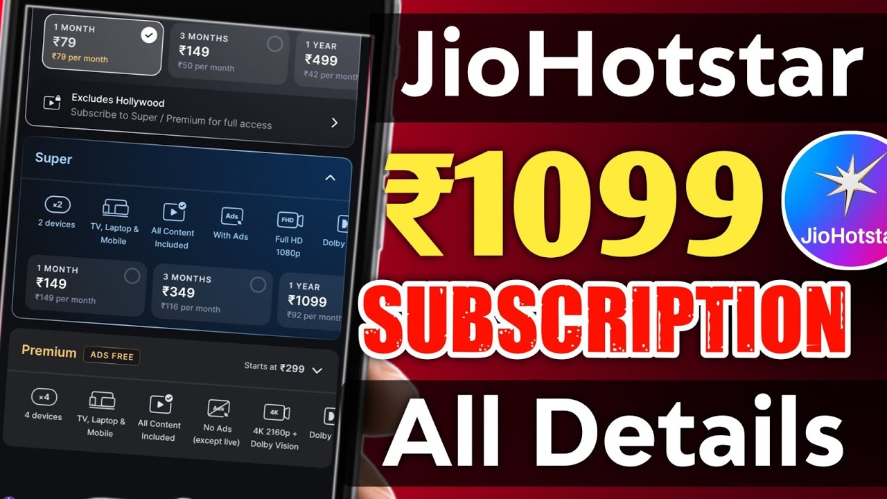 ₹1099 JioHotstar Subscription Plan All Details And Validity | JioHotstar Subscription Plan New