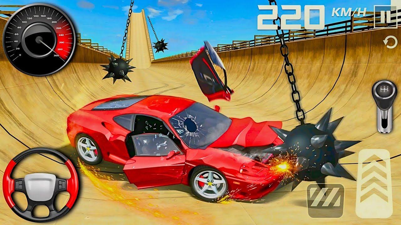 Smashing Car Crash Compilation Beaming Drive - Mega Ramp Car Stunts Driving : Android Gameplay #2