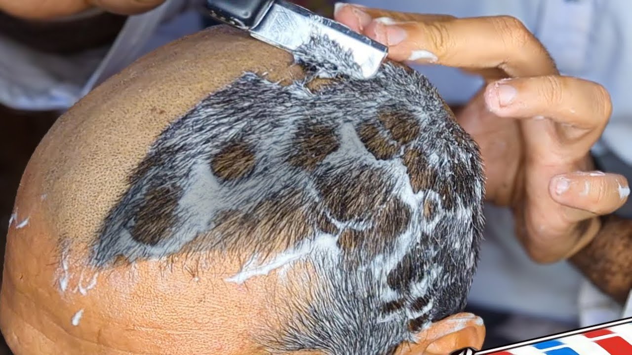 Head Shaving Straight Razor With Barber  Men’s ASMR Full Sleep Head Shaving &  [ASMR ] 