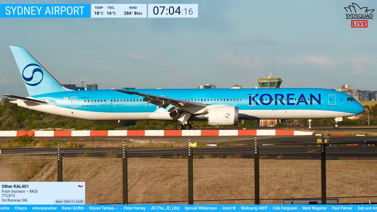 🔴LIVE - INAUGURAL Korean Air Boeing 787-10 to Sydney Airport!🔴