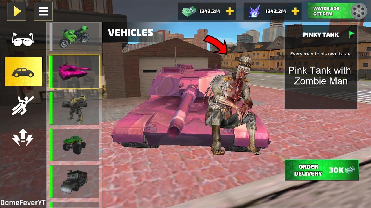Rope Hero: Zombie Town - (Pink Tank with Zombie Man)Zombie Army Man Drive Tank - Android Gameplay HD