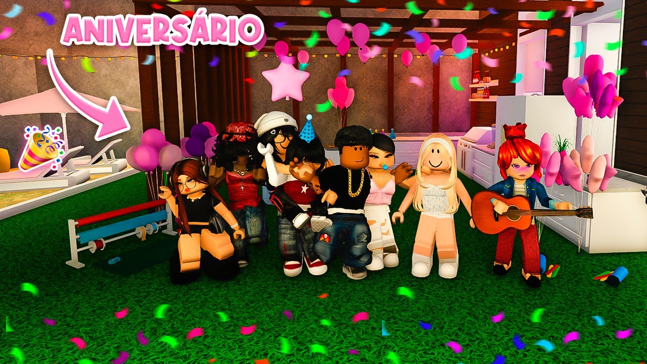 MINHA FESTA DE ANIVERSÁRIO no BLOXBURG com CONVIDADOS! ❤🎉