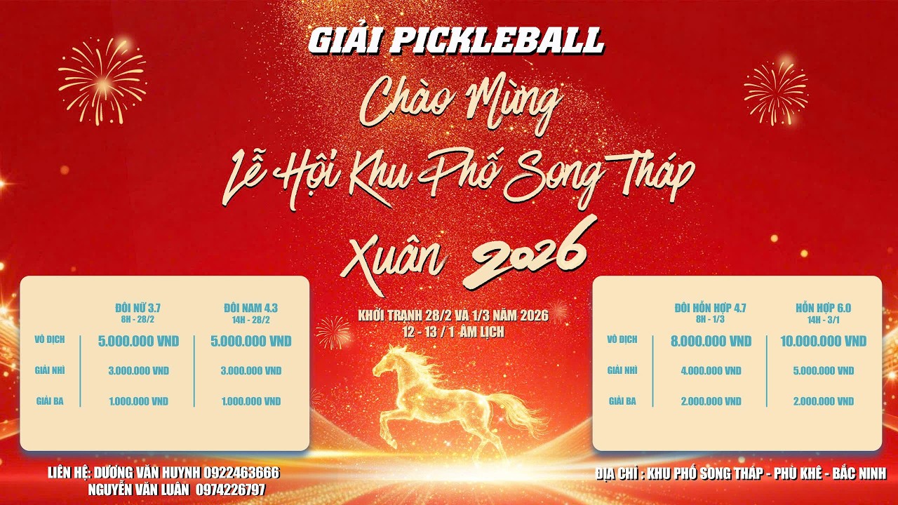 🏆 GIẢI PICKLEBALL CHÀO MỪNG LỄ HỘI KHU PHỐ SONG THÁP