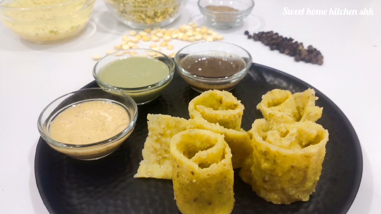 Ayambil special recipe/daal pithod with 3 types of chutneys/ayambil recipe/