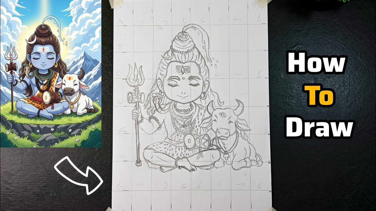How to draw Mahadev 🤗|| outline drawing ||🥰step by step easy tutorial ||  lord shiva drawing☺️||
