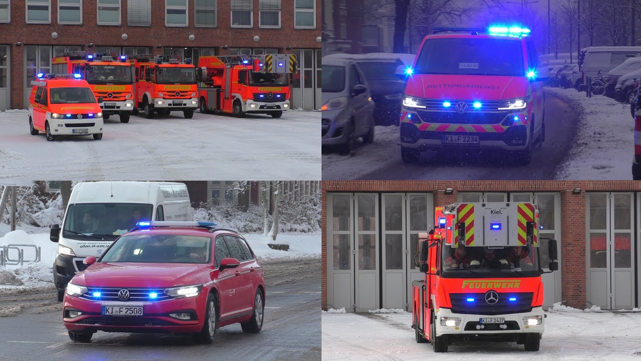 [Schneefall in Kiel] Einsatzfahrten Feuerwehr und Rettungsdienst Kiel