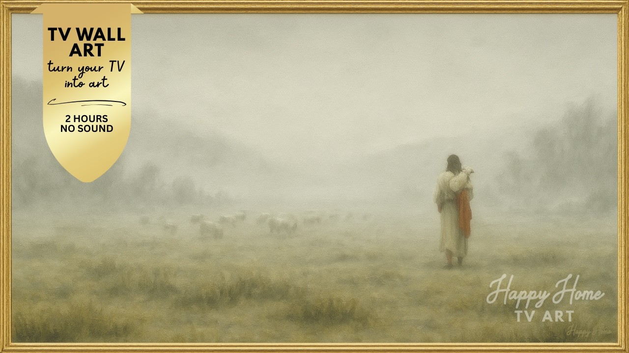 Jesus Leaves the 99 Christian TV Wallpaper • Lost Sheep 4K TV Art • Christian Aesthetic Background