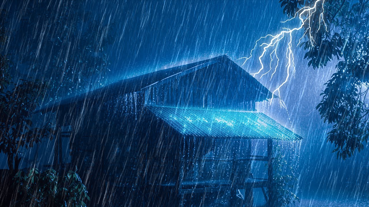 Solve Insomnia Within 3 Minutes with Heavy Rain & Thunder on Metal Roof in Forest at Night