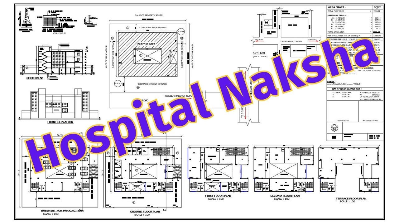 Hospital Naksha | Hospital Layout Plan | Submission drawing of commercial building