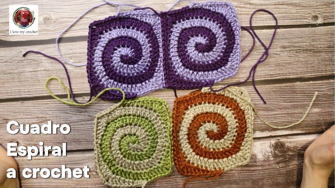 Teje fácil y rápido un cuadro en espiral a crochet