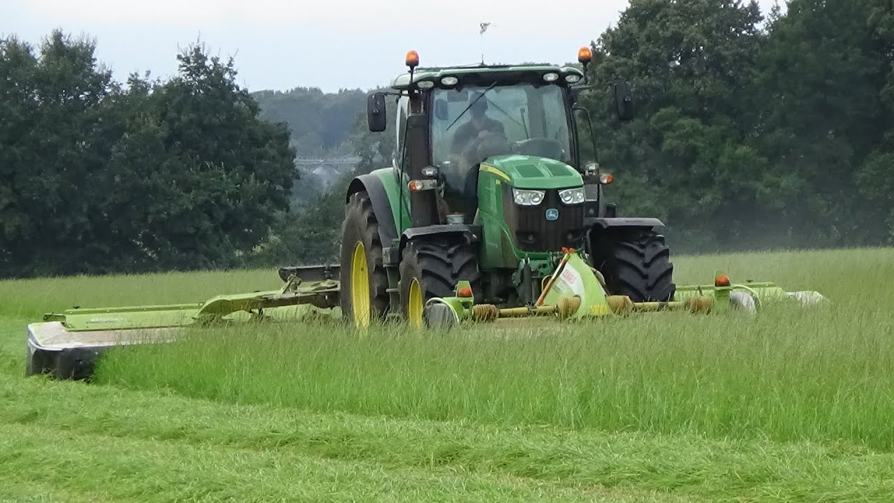 Silage 2021 - Mowing & Rowing up 3rd cut grass with two John Deere's & Triples