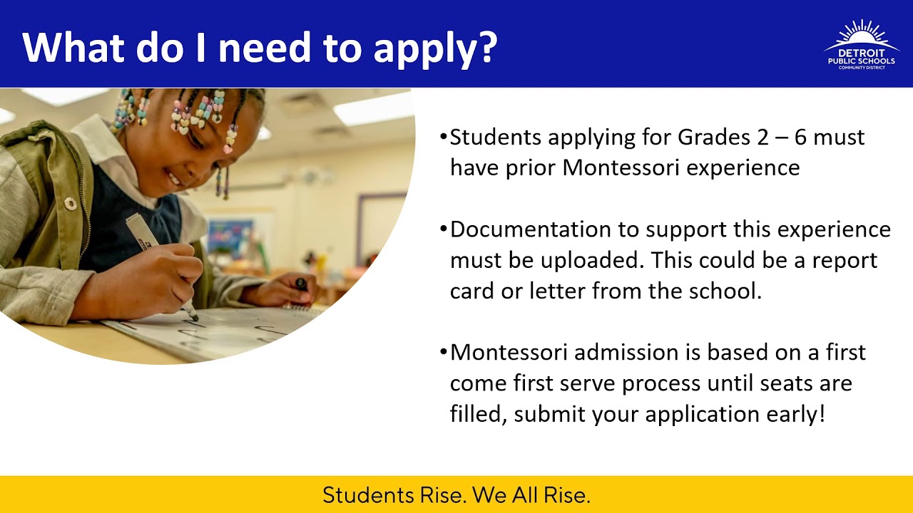 How To Apply - DPSCD Montessori Schools