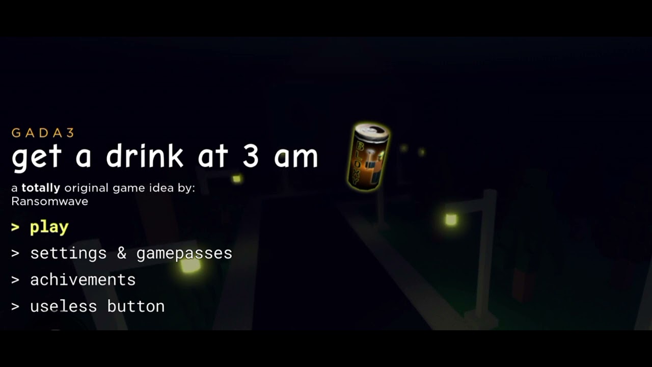 Get a drink at 3 am menu theme