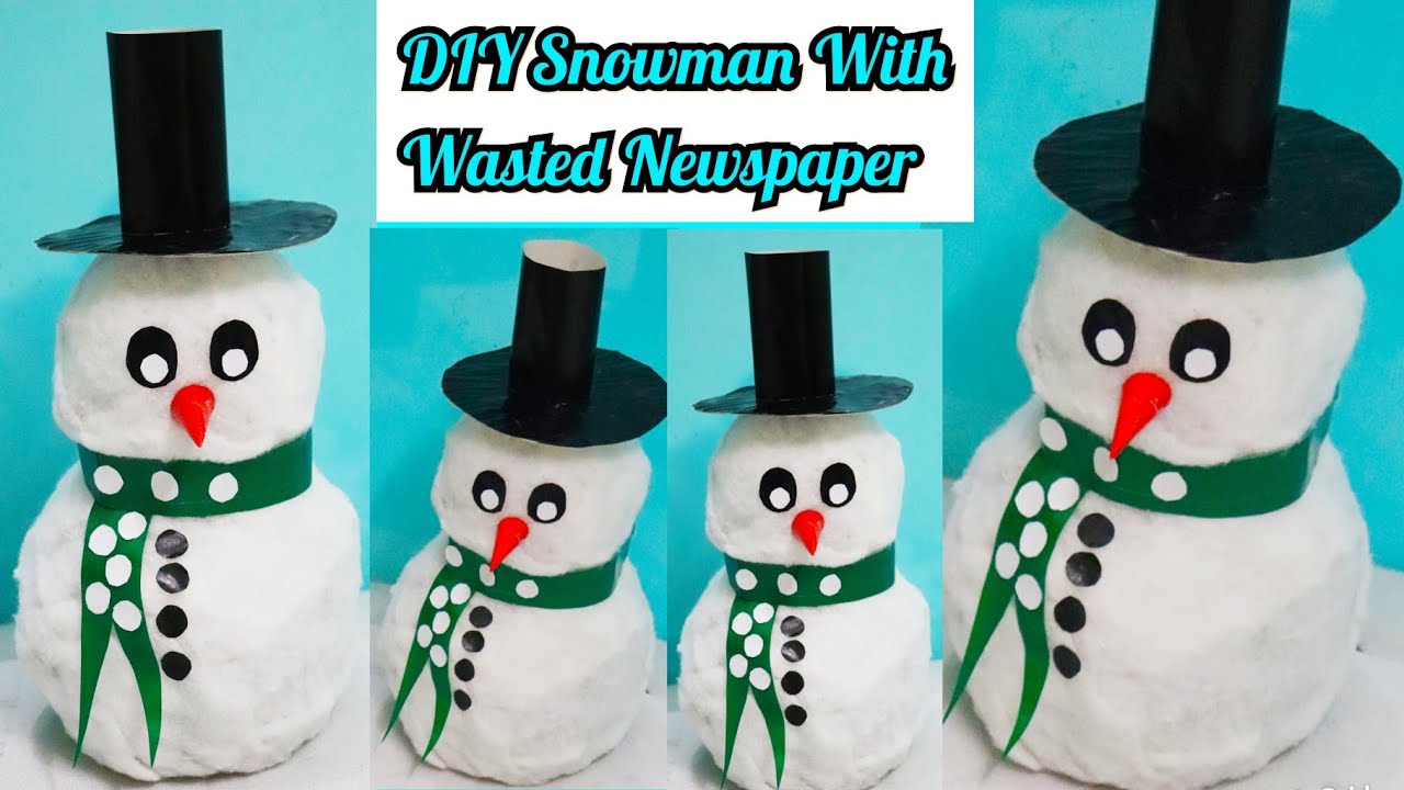 How to make Snowman with Newspaper and Cotton| DIY Christmas Snowman| DIY Christmas Craft Ideas