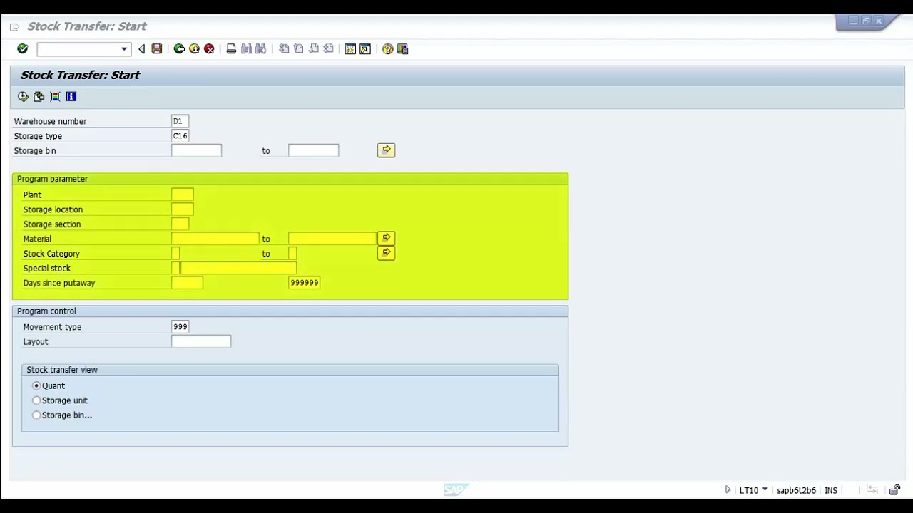 SAP LT10 Stock Transfer