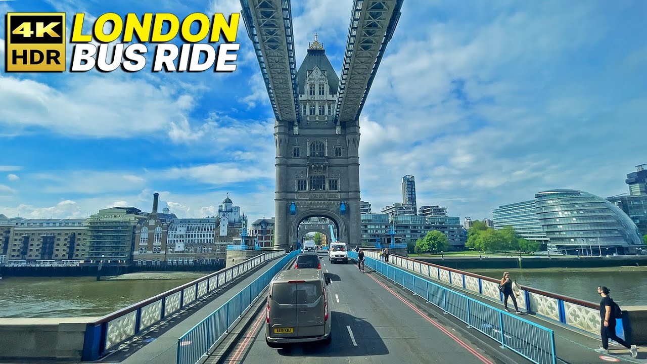 LONDON Bus Ride 🇬🇧 - Route 343 - Crossing the Tower Bridge, often mistaken as London Bridge 🌉