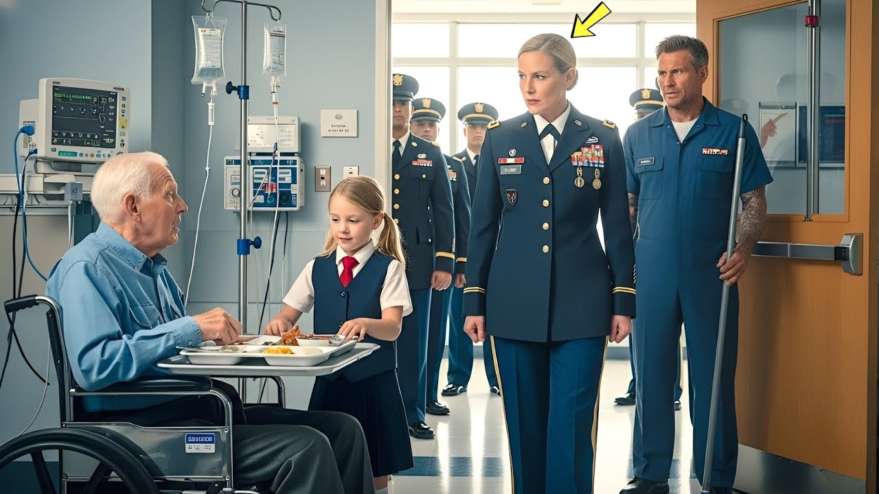 Janitor’s Daughter Helped an Old Man Every Day — Until a General Walked In With 8 Military Officers