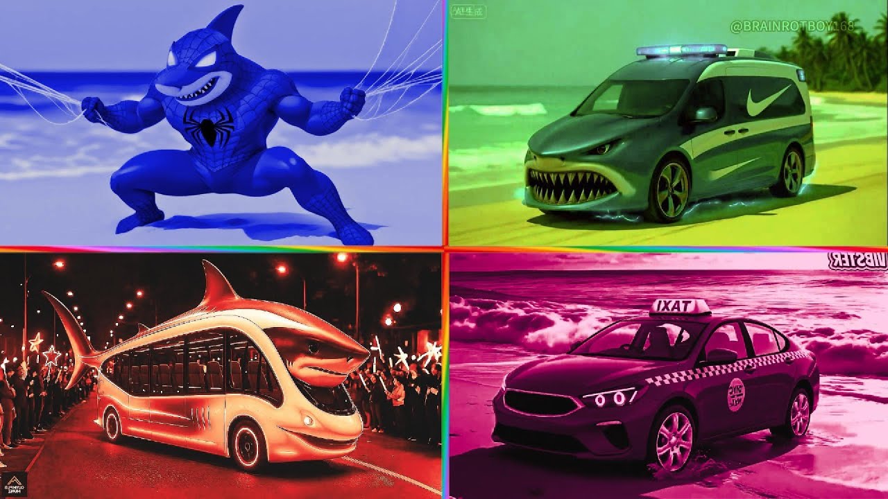 BLUE SHARK MAN 🆚 GREEN MONSTER VAN 🆚 RED SHARK BUS 🆚 PINK TAXI 🔥 | CRAZY Tiles Hop EDM