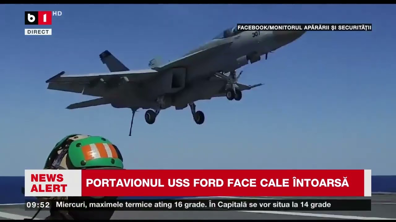PORT AVIONUL USS FORD FACE CALE ÎNTOARSĂ. PROBLEME MAJORE, DUPĂ INCENDIU_Știri B1TV_18 mar. 2026