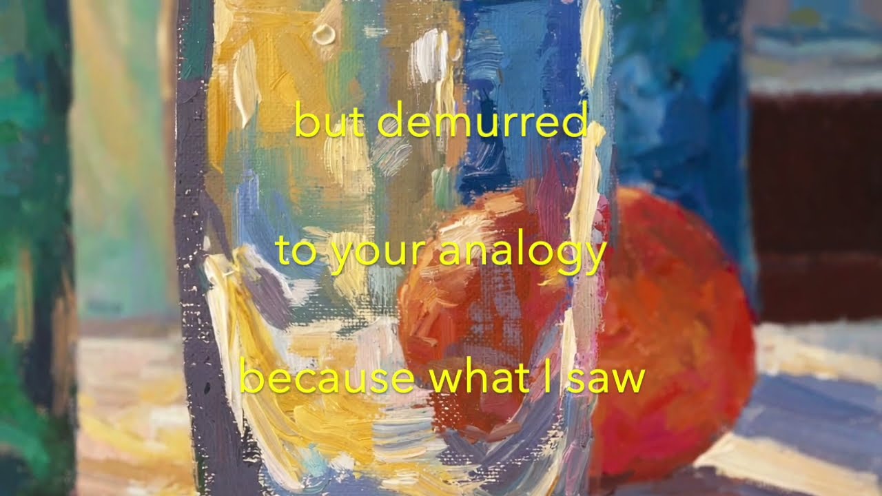 Blue and Green Bottles and Oranges&ndash;A Short Poem (free verse) in response to a 20th century painting