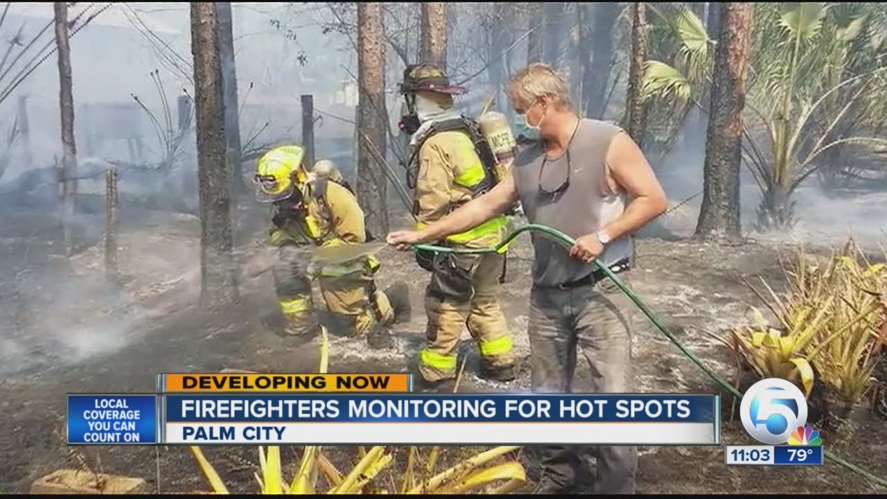 Firefighters monitoring for hot spots