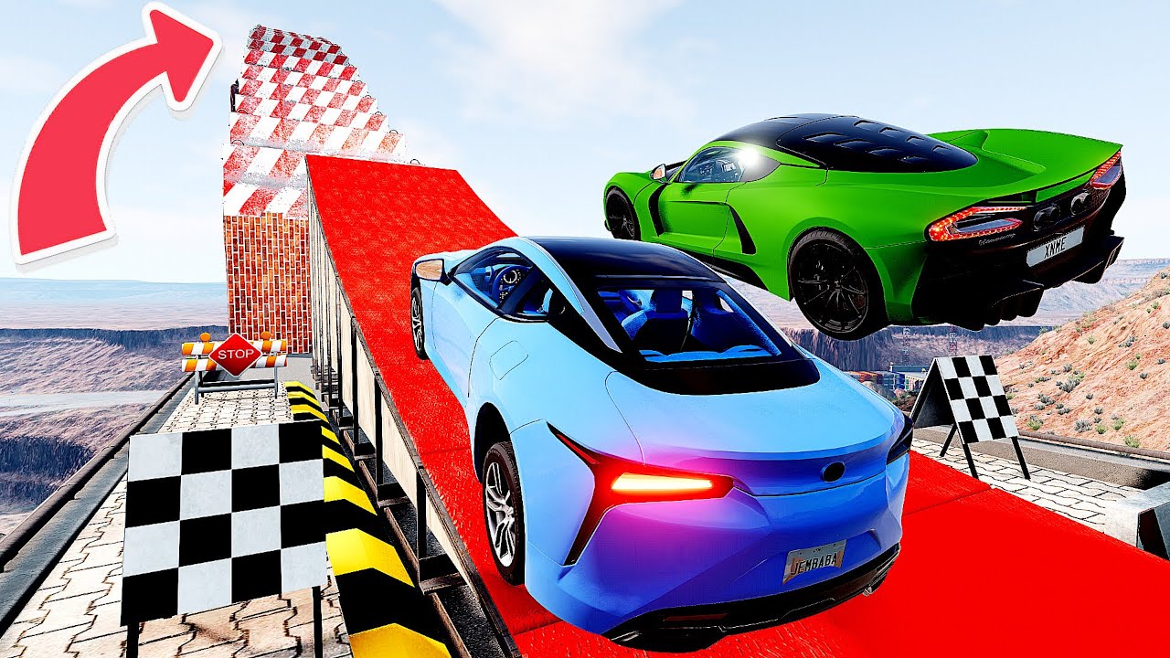 Big High Ramp Jumps - Sports Lux Car Crashes Challenge #2 BeamNG Drive