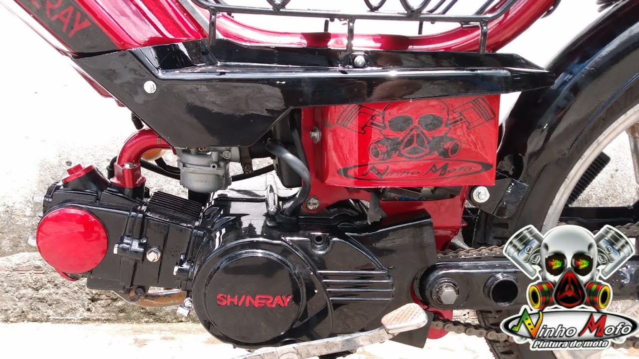 Moto Shineray XY 50cc cinquentinha Pintura Personalizada Vermelho e Preto | Ninho Mofo