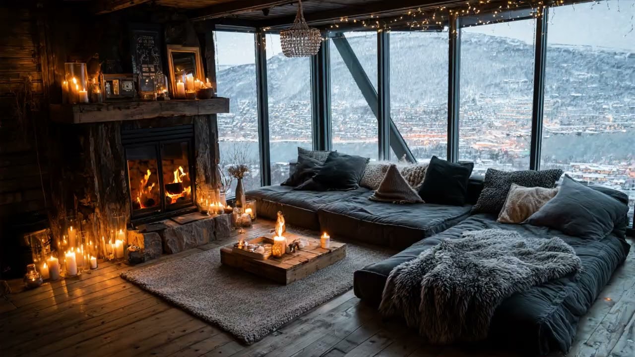 Cozy Winter Chill Ambience with Snowy Forest Nights and Soft Music for Peaceful Relaxation Evenings