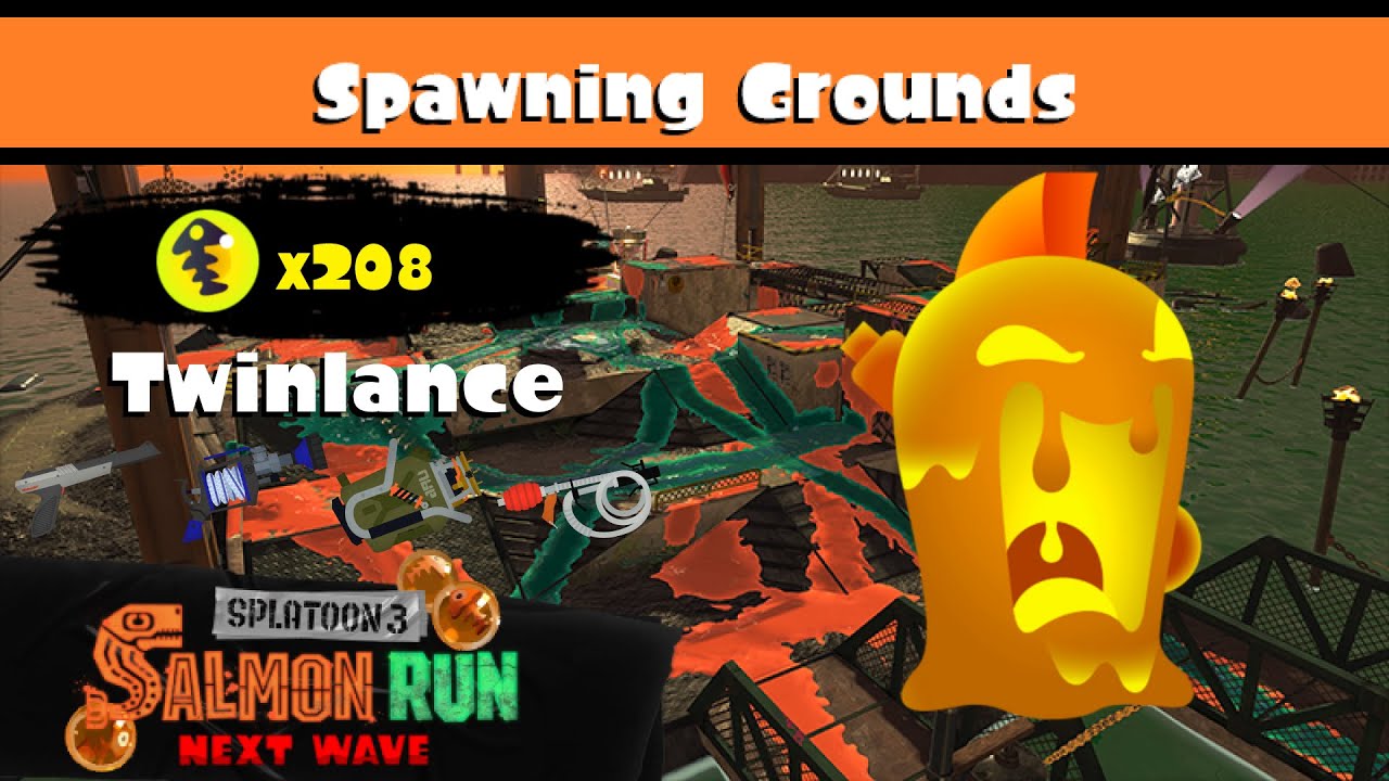 Twinlance 208 EGGS! - Spawning Grounds Overfishing [Splatoon 3 Salmon Run Gameplay]