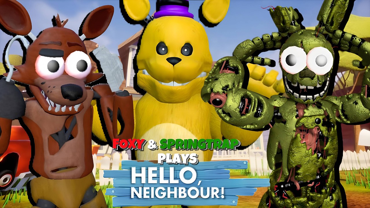 SPINGTRAP and FOXY PLAYING 🔥 Hello Neighbor Fredbear mod 🤯