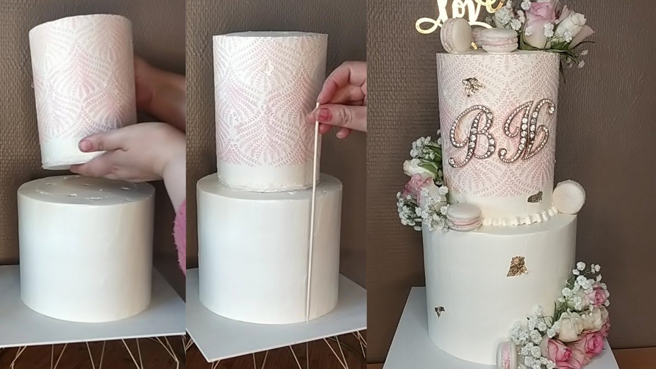 widding cake/pièce montée/ اجيو نوريكوم الطريقة باش تركبو كيك الطبقات بلا متعواج ولا طيح